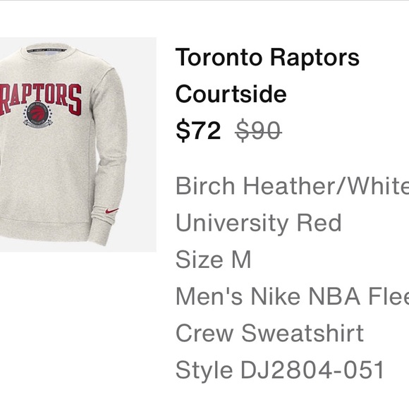 Toronto Raptors Courtside Size M
Men's Nike NBA FleeceCrew Sweatshirt - Picture 2 of 11